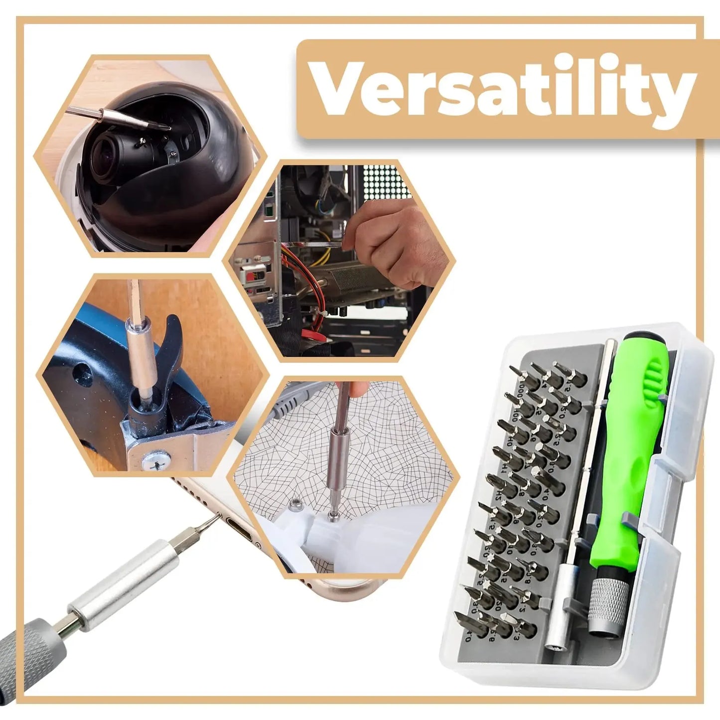 Mini 32-in-1 Precision Screwdriver Set – Magnetic Phillips Bits, Multifunctional Hand Tool Kit for Phone, Watch, Glasses & PC Repair