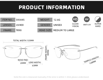 Ultralight TR90 Frameless Sunglasses — Unisex Driving & Outdoor Sports Shades