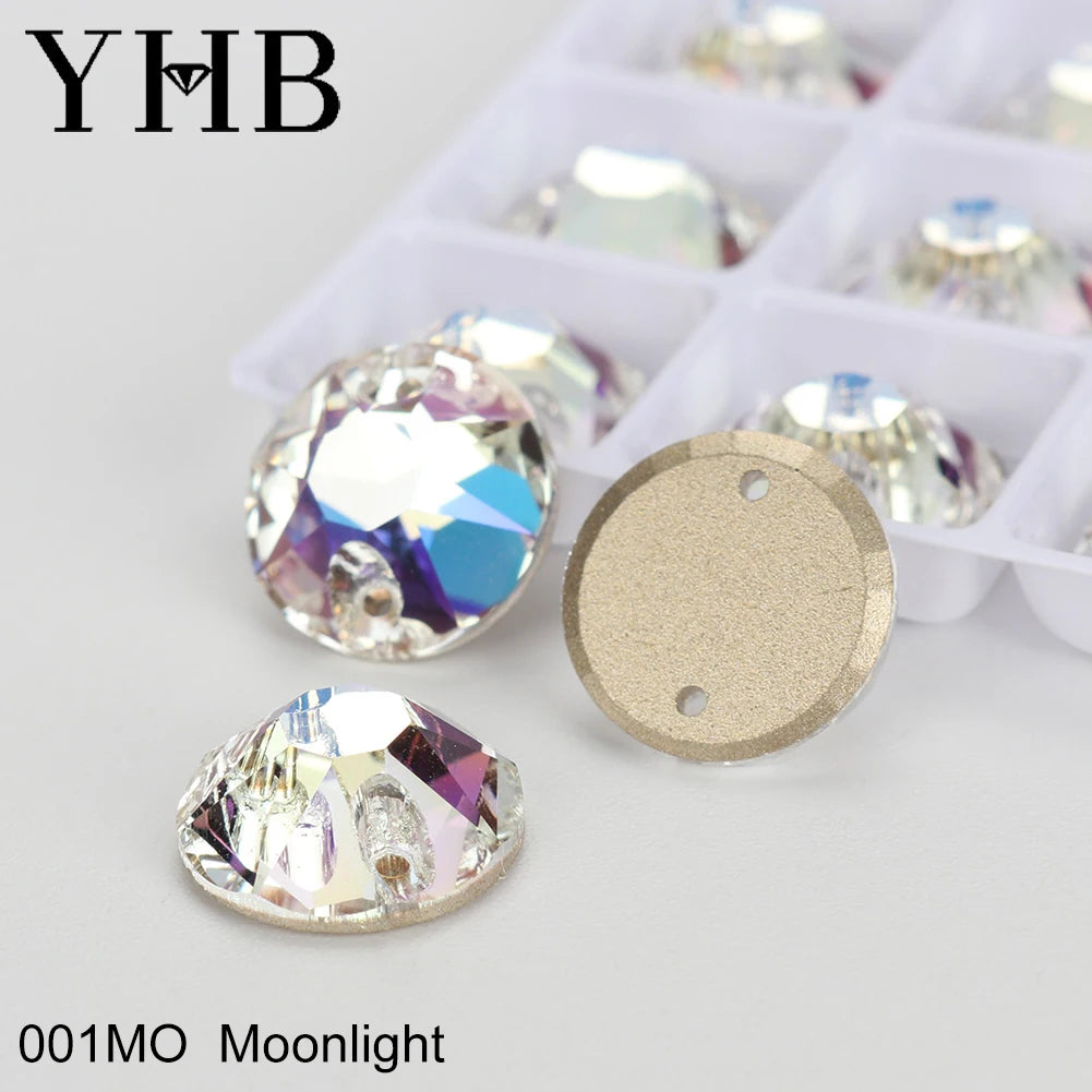 YHB XIRIUS AB Moonlight Glass Crystal — Flatback Sew-On Rhinestones for Garments, Clothes & Bags