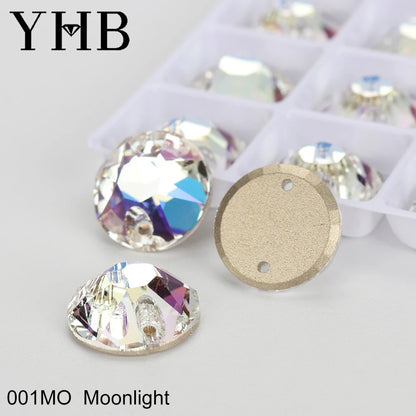 YHB XIRIUS AB Moonlight Glass Crystal — Flatback Sew-On Rhinestones for Garments, Clothes & Bags
