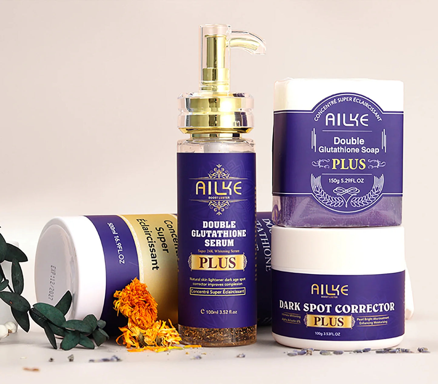 AILKE Glutathione Lightening Body Lotion – Moisturizing & Hydrating for Even Skin Tone and Dark Spot Improvement