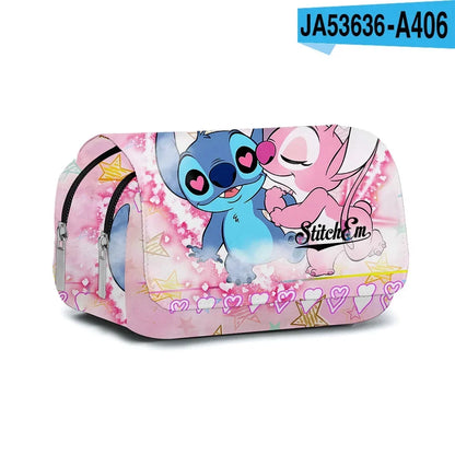 Anime Stitch Fully Printed Flap Pencil Case – Cartoon Stationery Bag for Primary & Secondary Students