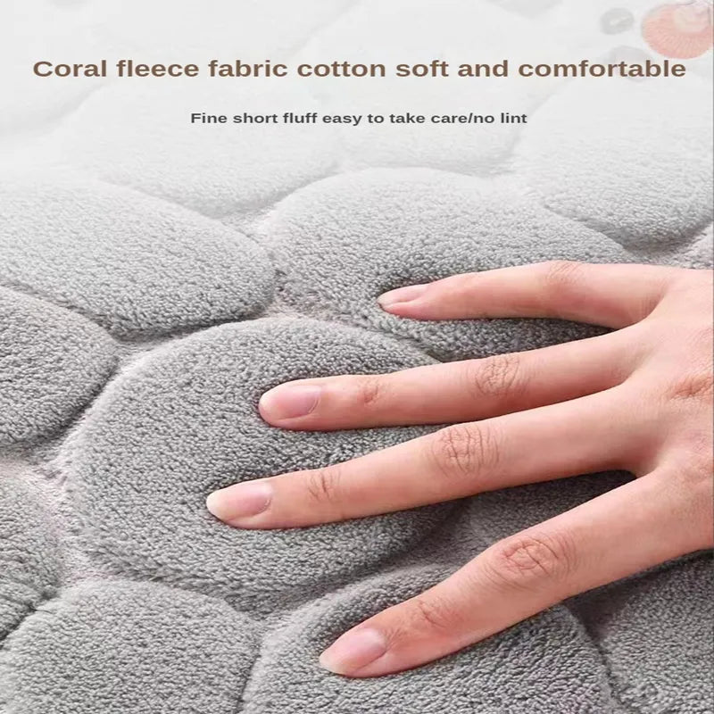 3D Non-Slip Cobblestone Embossed Bathroom Mat - Absorbent Bath Mat for Quick Drying, Machine Washable Door Floor Carpet