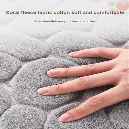 3D Non-Slip Cobblestone Embossed Bathroom Mat - Absorbent Bath Mat for Quick Drying, Machine Washable Door Floor Carpet