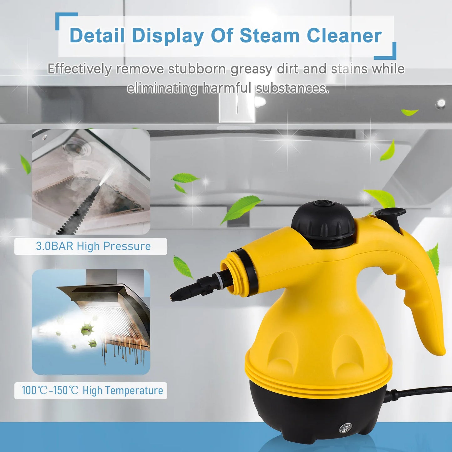 Handheld Electric Steam Cleaner – High Temperature Sterilization for Air Conditioning, Kitchen Hood & Car Cleaning, EU/US Plug