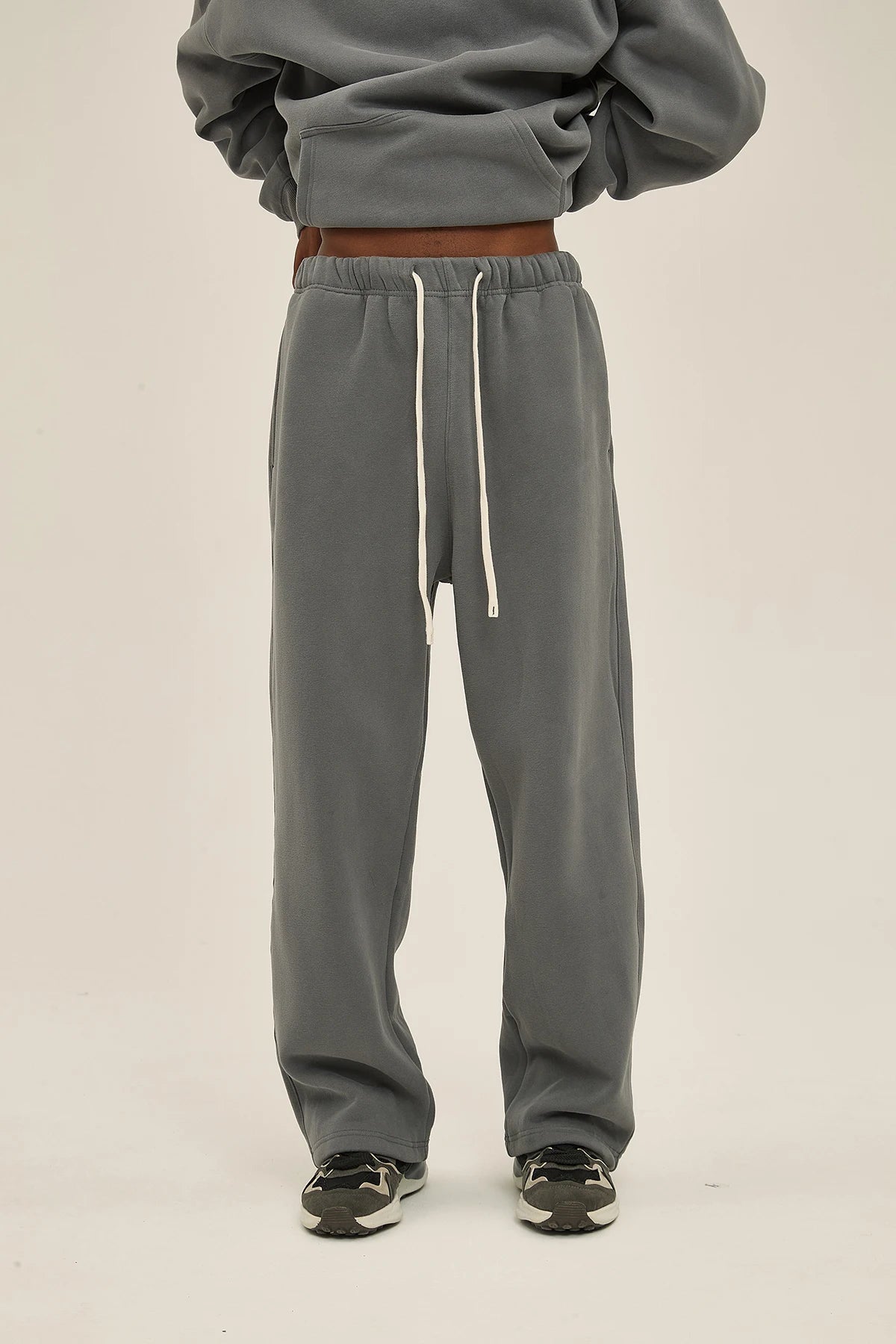 Straight-Lined Solid Color Cashmere Sweatpants – Soft Cozy Lounge Pants