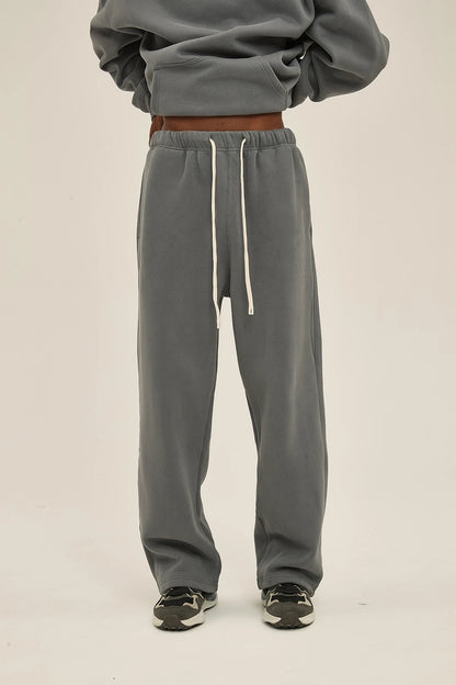 Straight-Lined Solid Color Cashmere Sweatpants – Soft Cozy Lounge Pants