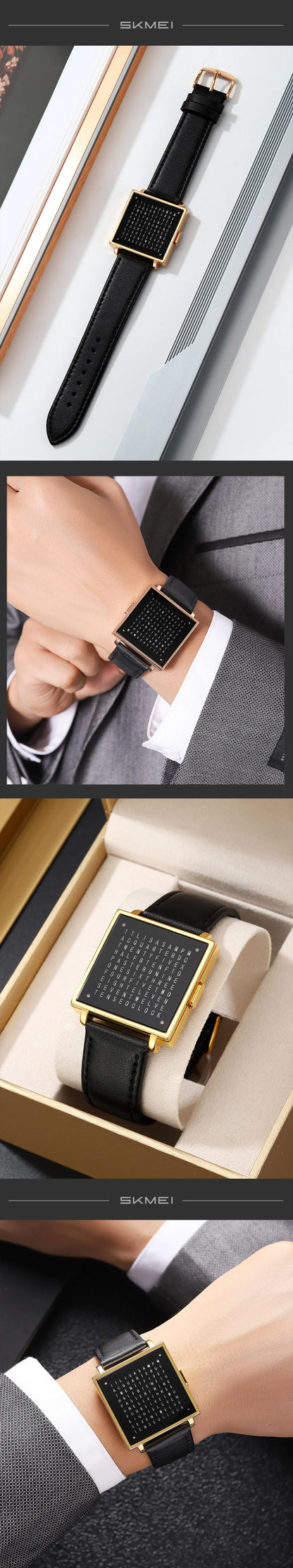 SKMEI 2388 Luxury Digital LED Watch for Men – Waterproof, Date Display, Leather Strap Wristwatch