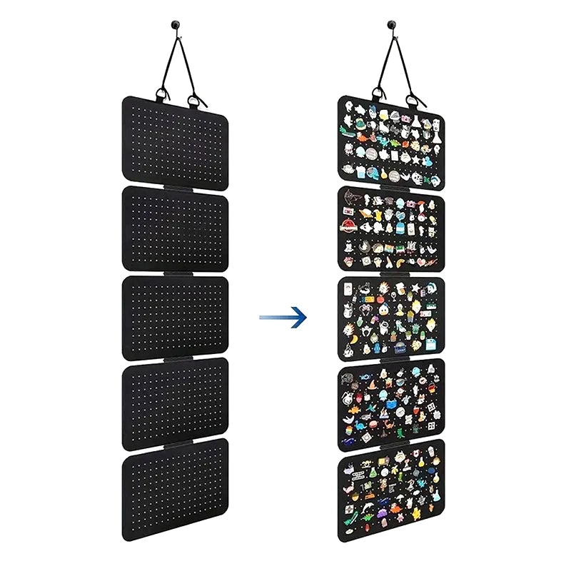 Foldable Felt Jewelry Organizer – 5-Tier Wall Hanging Earring & Pendant Display with Storage for Necklaces and Bracelets