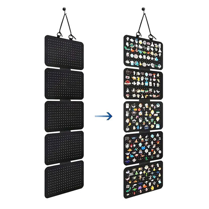 Foldable Felt Jewelry Organizer – 5-Tier Wall Hanging Earring & Pendant Display with Storage for Necklaces and Bracelets