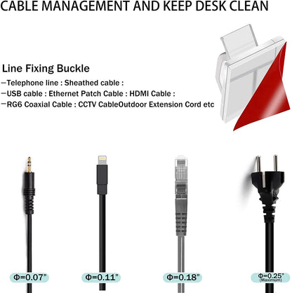 50PCS Cable Organizer Clips – Wall Mounted Cord Holder & Wire Management Hooks for USB Charging Cables and Data Lines