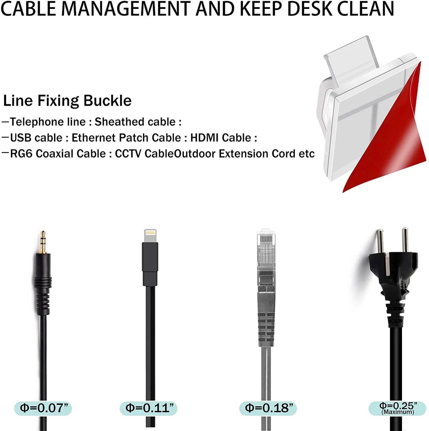 50Pcs Cable Organizer Clips – Wall Mounted Wire Management Set for USB, Charging Cables & Data Cords, Desk Cord Holder & Cable Storage Solution