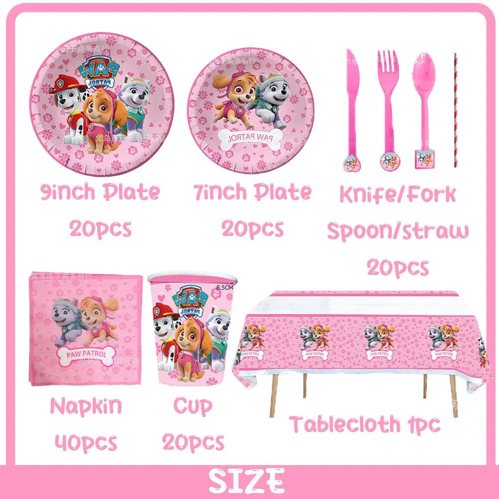 PAW Patrol Skye Pink Birthday Party Decorations Set – Foil Balloon Backdrop, Disposable Tableware & Baby Shower Supplies for Girls Kids Gifts