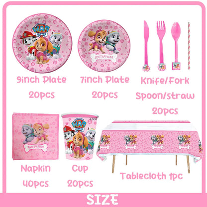 PAW Patrol Skye Pink Birthday Party Decorations Set – Foil Balloon Backdrop, Disposable Tableware & Baby Shower Supplies for Girls Kids Gifts
