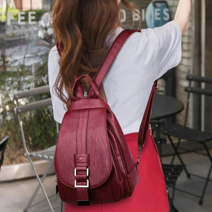 Multifunctional Women's Leather Backpack - Casual Style for Teen Girls, School and Travel Bagpack, Ladies' Chest Bag Sac