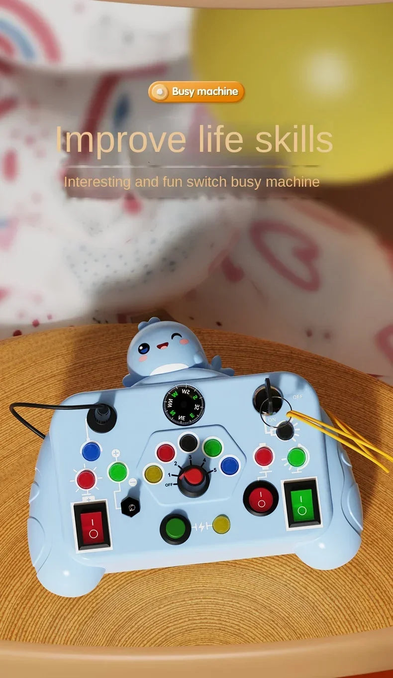 Montessori Busy Board Sensory Toy – LED Light & Switch Activity Game for Children Ages 2-4