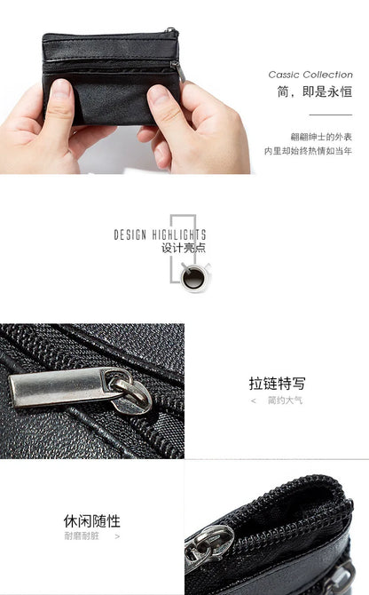 Leather Mini Coin Purse with Zipper – Small Wallet & Key Holder for Women, Men & Kids