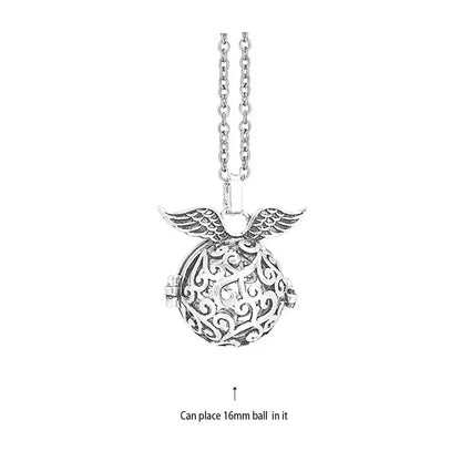 Vintage Mexico Angel Ball Chime Necklace – Antique Locket Aromatherapy Essential Oil Diffuser