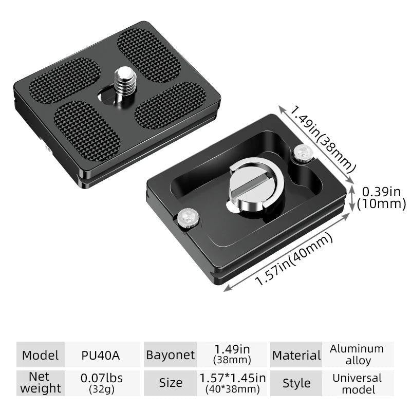BEXIN Universal Aluminum Alloy Quick Release Plate – 1/4" Screw Tripod Mount Adapter for Arca Swiss & Benro Ball Head Cameras