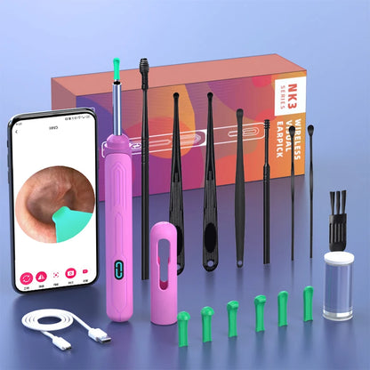 Ear Cleaner with Camera Set – HD Otoscope, USB-C Charging Endoscope, Wax Removal Tool & Earpick, NK3 Pro Ear Cleaning Set