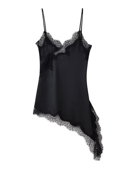 Women’s Lace Patchwork Sleeveless Sling Top – Square Neck Backless Sheer Club & Vacation Blouse 2025