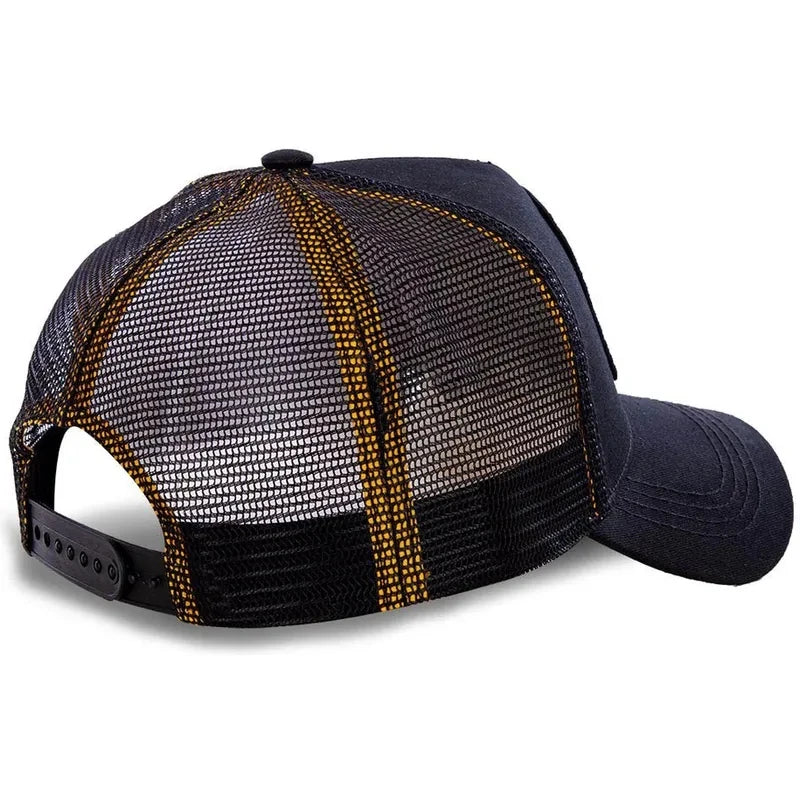 Anime Cartoon Embroidered Baseball Cap - Unisex Mesh Trucker Hat with Patch Design for Men & Women Summer Sunwear
