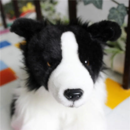 32cm Lifelike Border Collie Plush Toy - Soft Stuffed Puppy for Kids, Realistic Dog Doll Christmas Gift