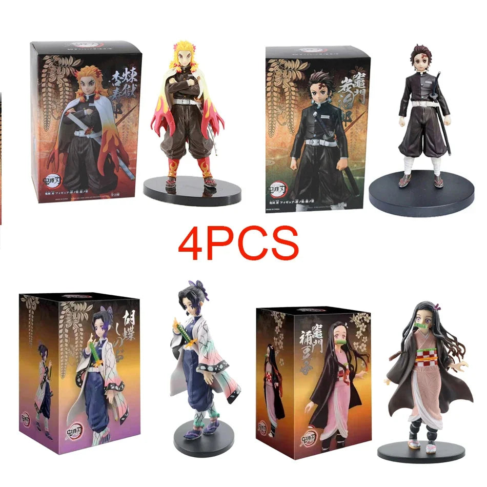 Anime Demon Slayer Kimetsu No Yaiba Action Figures – Tanjirou, Nezuko, Zenitsu & Inosuke PVC Model Toys