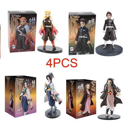Anime Demon Slayer Kimetsu No Yaiba Action Figures – Tanjirou, Nezuko, Zenitsu & Inosuke PVC Model Toys