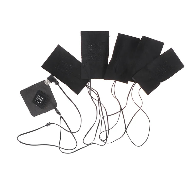 USB Clothes Heater Pad - 3 Gear Adjustable Temperature Electric Heating Sheet for Vest and Jacket - 5 in 1 Heating Warmer Pad