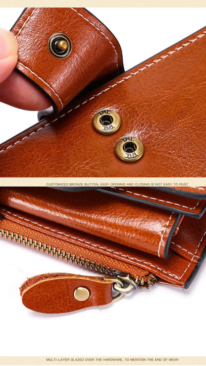 2024 New RFID Long Women’s Wallet — Genuine Leather Clutch with Zipper Coin Pocket, Card Holder & Printed Design