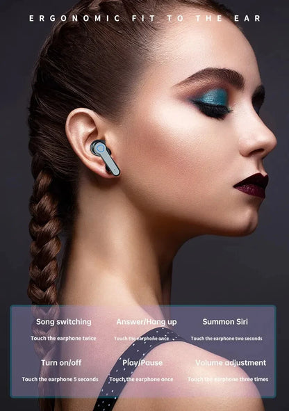 M19 Bluetooth Wireless Headset – TWS Gaming Earbuds with Noise-Cancelling, Touch Control & Mini Emergency Power Bank