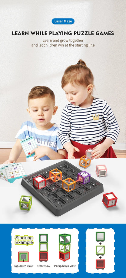 60-Level Laser Maze STEM Game — Educational Logic & Thinking Board Game for Kids, STEM Challenge & Stacking Toy