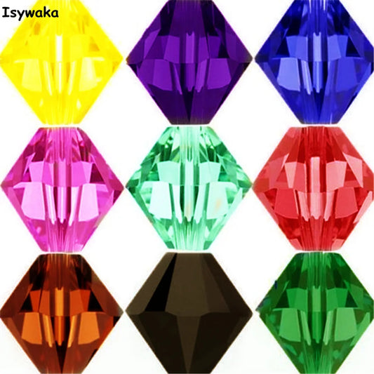 Isywaka 3–8mm Austria Crystal Bicone Glass Beads – Colorful Faceted Loose Spacer Beads for DIY Jewelry Making, Bracelet & Charm Craft Supplies