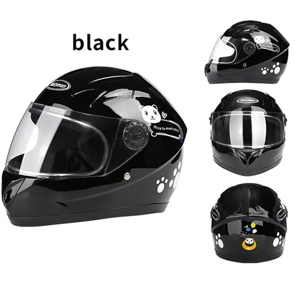 New Cute Children’s Full Face Helmet – Safety Bike & Motorcycle Helmet for Kids, Adjustable for Outdoor Sports, Four Seasons Protection