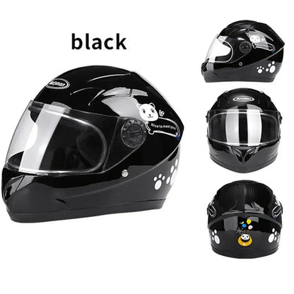 New Cute Children’s Full Face Helmet – Safety Bike & Motorcycle Helmet for Kids, Adjustable for Outdoor Sports, Four Seasons Protection