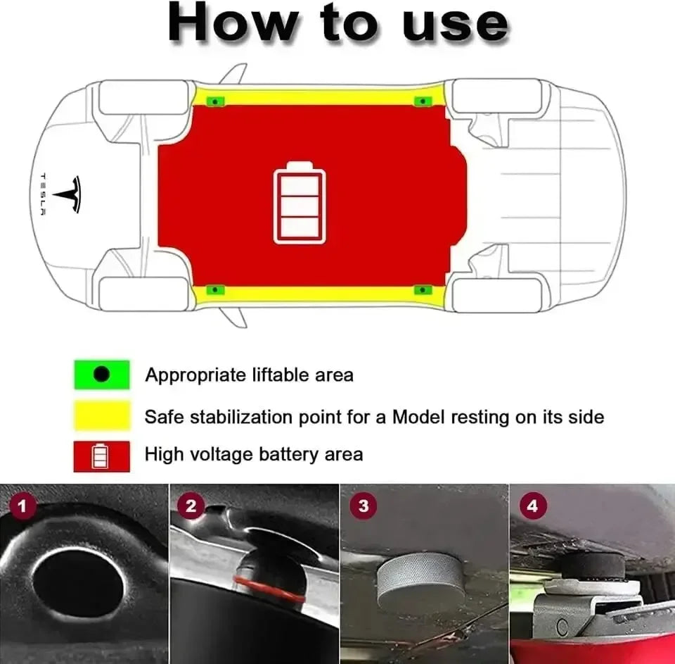 4Pcs Battery & Paint Protection Jack Pad Adapter – With Storage Bag, Lifting Replacement for Tesla Model 3/Y/S/X Lift Point