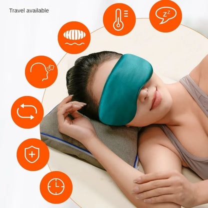Silk USB Heated Eye Mask — Hot Steam Compress, Temperature-Controlled Sleep Blindfold for Comfortable Rest