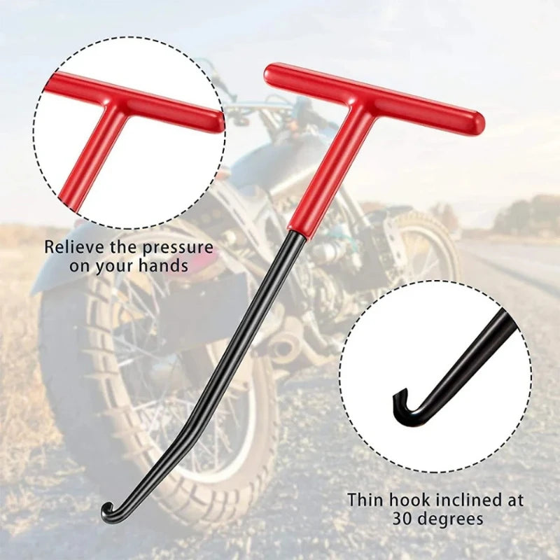 Universal Motorcycle Exhaust Spring Hook - T-Handle Spring Puller & Installer Tool for Exhaust Pipe Repair