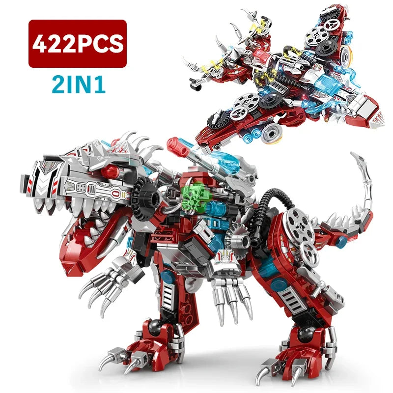 2-in-1 Jurassic Indominus Rex Mechanical Dinosaur Building Blocks Set – City Fighter Dino Park Bricks Toy for Kids