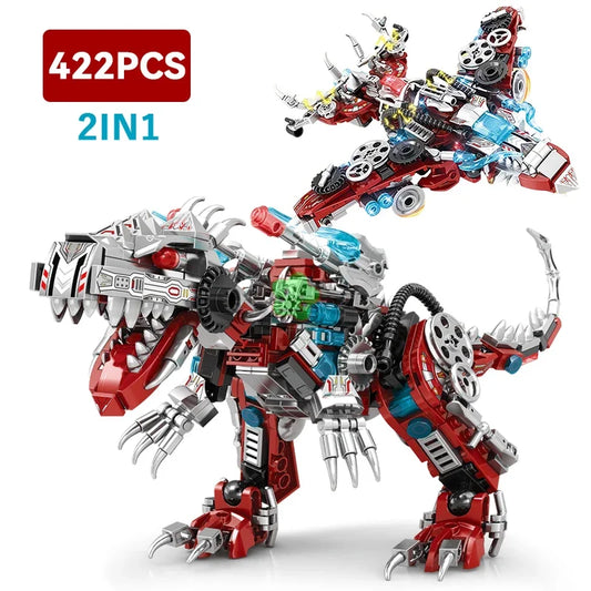 2-in-1 Jurassic Indominus Rex Mechanical Dinosaur Building Blocks Set – City Fighter Dino Park Bricks Toy for Kids