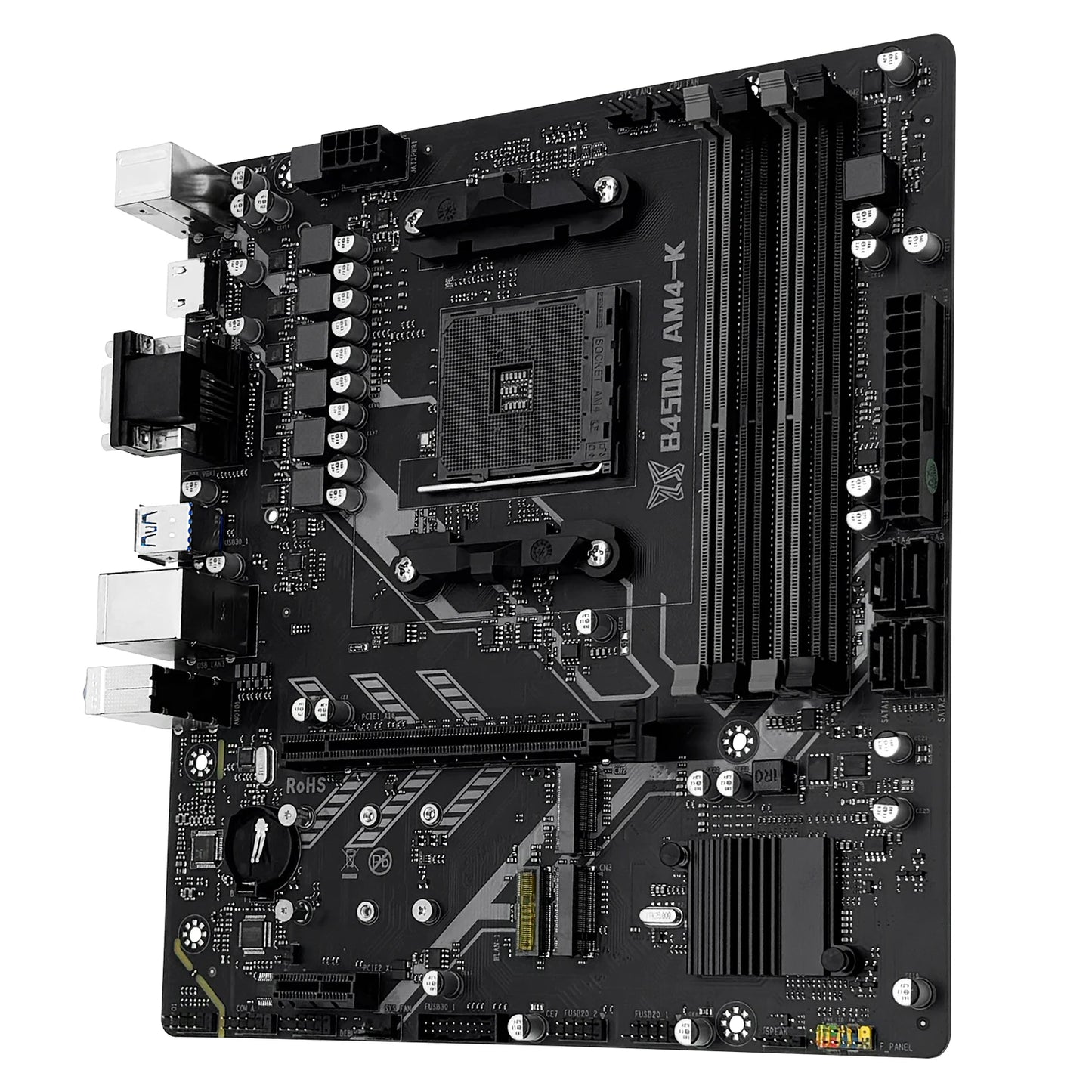 MACHINIST B450M-AM4-K Motherboard – AM4 Ryzen Support, DDR4 RAM, Dual NVMe M.2, HDMI/VGA/DP Interface Gaming PC Board