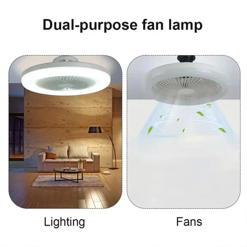 Transform Your Space with a 3-in-1 Ceiling Fan - Includes Lighting Lamp, E27 Converter Base, and Remote Control for Quiet Comfort in Bedroom and Living Room (AC85-265V)