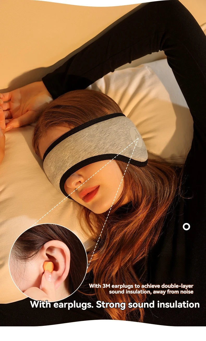 2-in-1 Noise-Reducing Earplugs & Adjustable Sleep Eye Mask – Travel, Nap & Sound Insulation Earmuffs