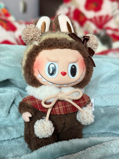 17cm Labubu Plush Doll Clothes – Macaron Outfit, Hair Accessories, DIY Clothing for V1 V2 Dolls & Kids Gift
