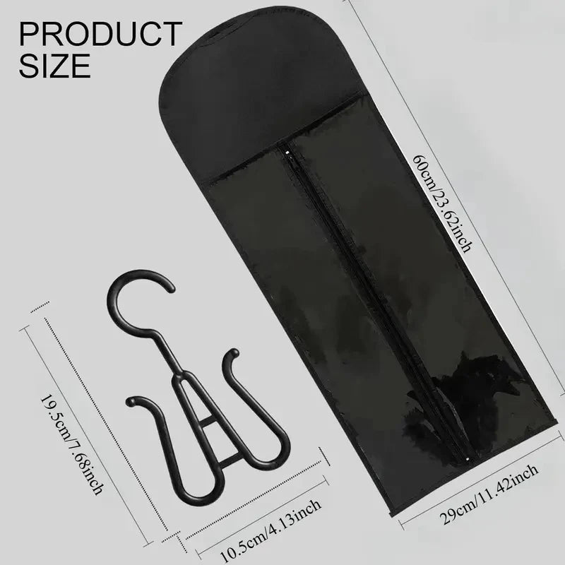 Transparent Wig Storage Bag with Hooks - Dustproof Wall Mounted Organizer for Salon & Home Hair Accessories