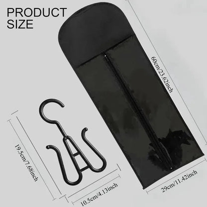 Transparent Wig Storage Bag with Hooks - Dustproof Wall Mounted Organizer for Salon & Home Hair Accessories