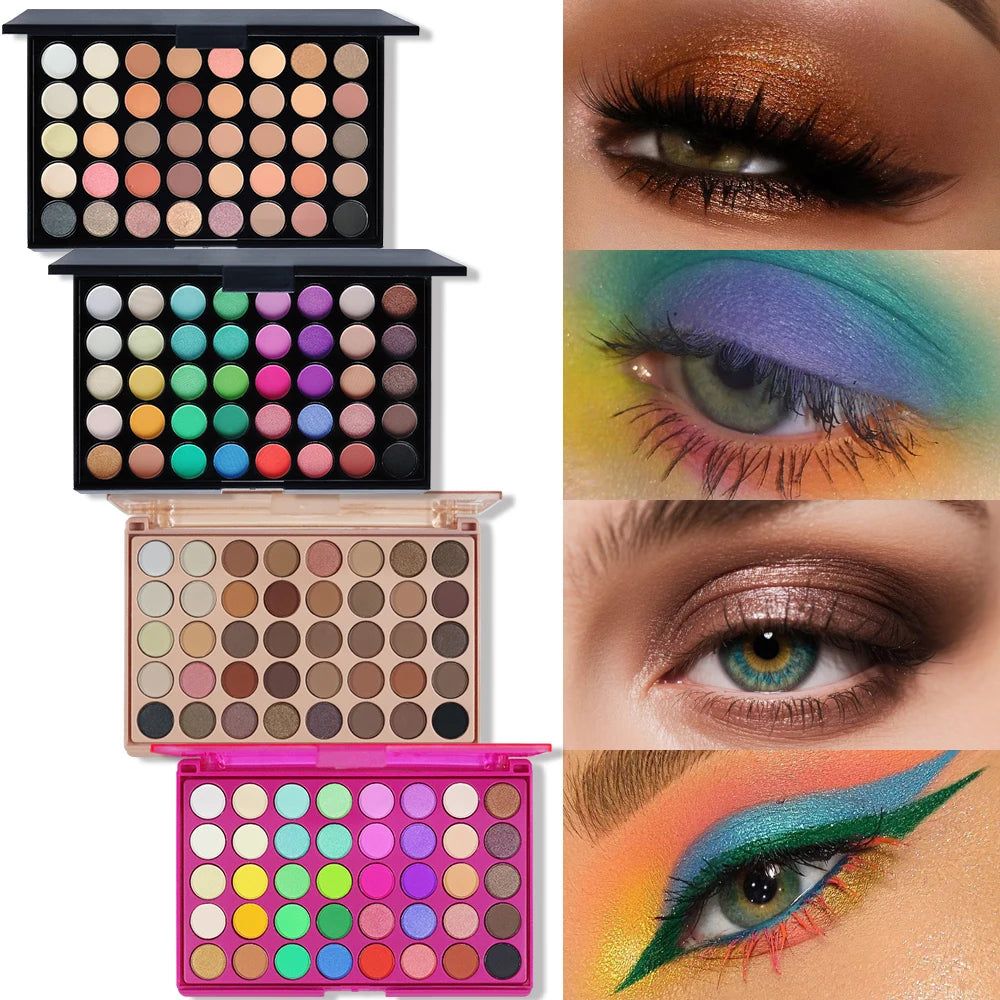 POPFEEL 40 Color Eyeshadow Palette - Earth Tone & Rainbow Shades with Matte and Shimmer Long Lasting Finish