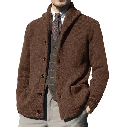 Men's Luxury Knit Cardigan Sweater - Thick Warm Autumn/Winter Solid Color Coat Top