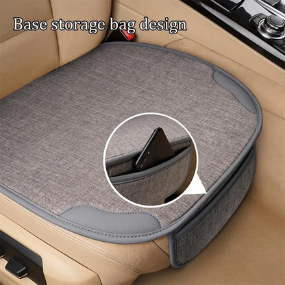 Universal Flax Car Seat Cover - Breathable Front Seat Anti-Scratch Protector Cushion